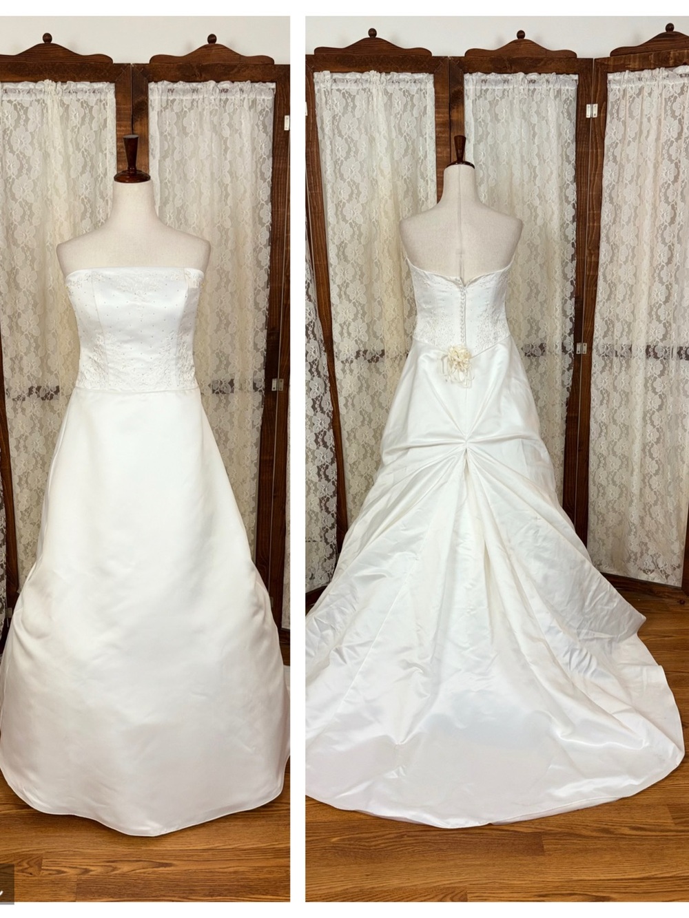 Gorgeous Vintage Y2K Paloma Blanca Strapless Satin Wedding Gown